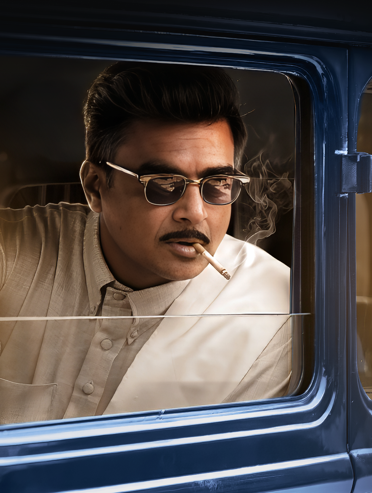 G.D.N. — character portrait through car window